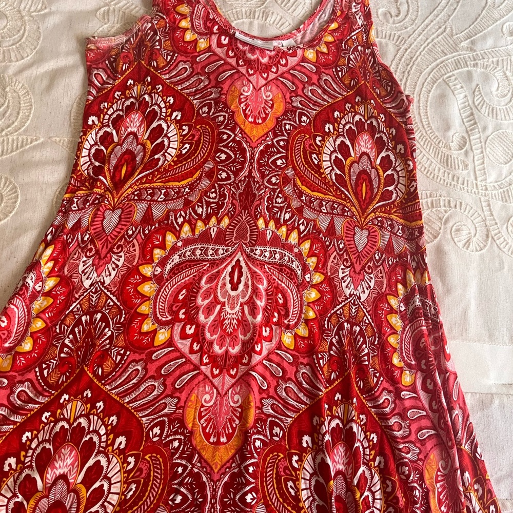Hi low red floral dress